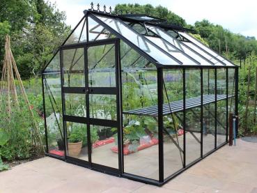 Preview: Halls Cotswold Blockley 810 8,1 m²  schwarz 3 mm Sicherheitsglas + Fundamentrahmen